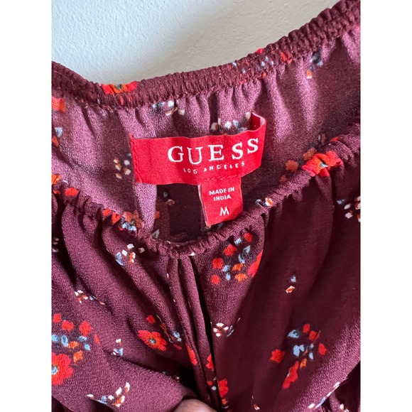 Guess Floral Long Sleeve Elastic Waisted Mini Dress Medium - Picture 3 of 7